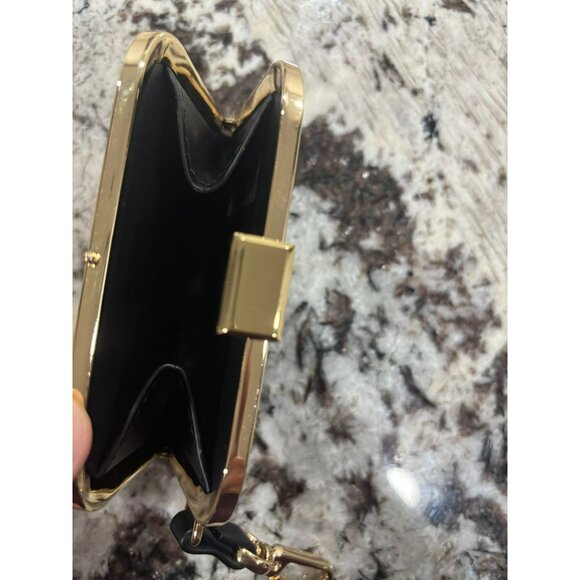 Calvin Klein Monogrammed Coin Purse With Gold Frame & Keychain Clip - Picture 3 of 4